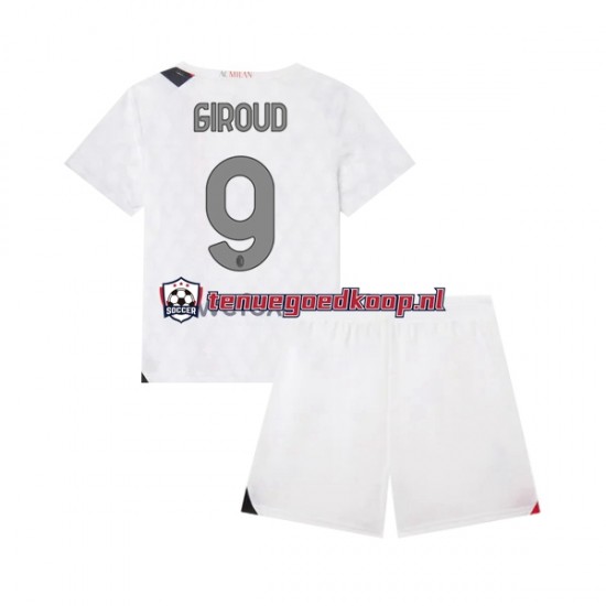 Uit Tenue van AC Milan Olivier Giroud 9 Kind 2-13 jaar 2023-24 Korte Mouw