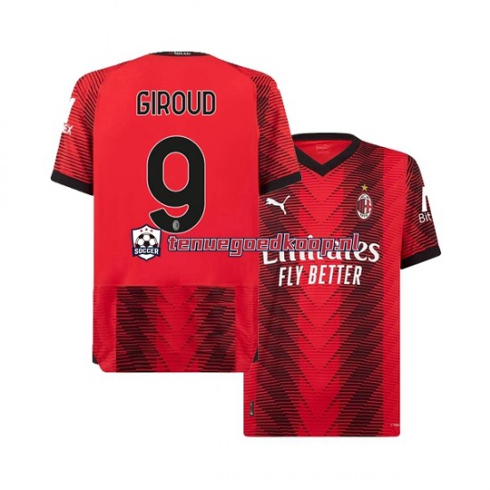 Thuis Tenue van AC Milan Olivier Giroud 9 Heren 2023-24 Korte Mouw