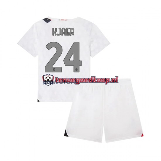 Uit Tenue van AC Milan Simon Kjaer 24 Kind 2-13 jaar 2023-24 Korte Mouw