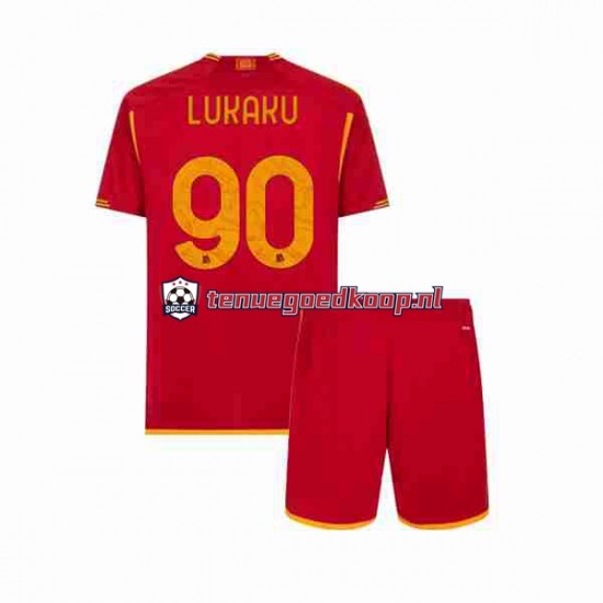 Thuis Tenue van AS Roma Romelu Lukaku 90 Kind 2-13 jaar 2023-24 Korte Mouw