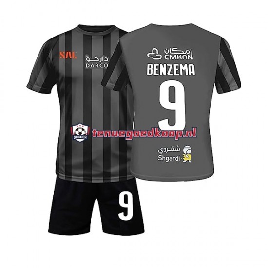 Uit Tenue van Al-Ittihad Benzema 9 Kind 2-13 jaar 2022-23 Korte Mouw