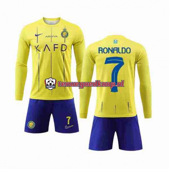 Thuis Tenue van Al-Nassr Cristiano Ronaldo 7 Kind 2-13 jaar 2023-24 Lange Mouw