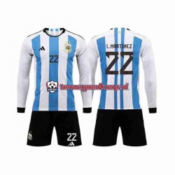 Thuis Tenue van Argentinië 3 Stars Lautaro Martinez 22 Kind 2-13 jaar WK 2022 Lange Mouw