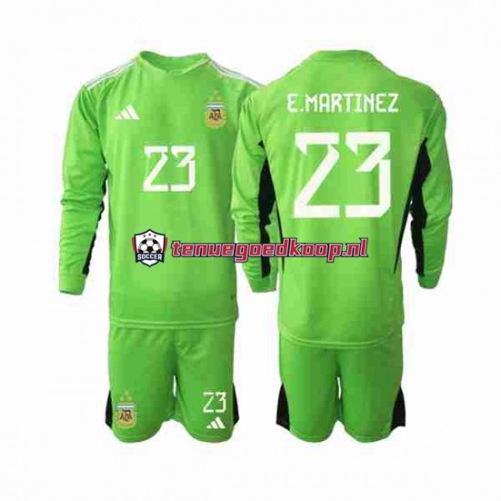 Thuis Tenue van Argentinië Keepersshirt Emiliano Martinez 23 Kind 2-13 jaar WK 2022 Lange Mouw