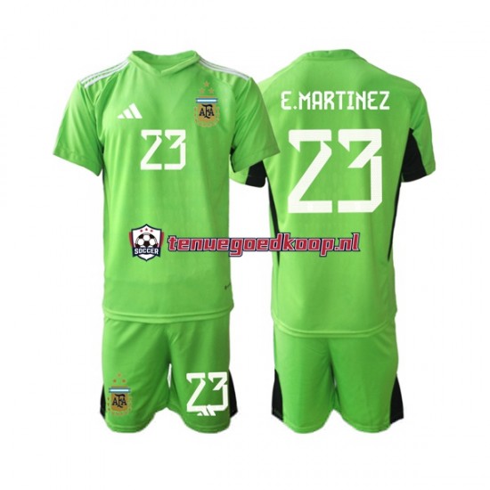 Thuis Tenue van Argentinië Keepersshirt Emiliano Martinez 23 Kind 2-13 jaar WK 2022 Korte Mouw