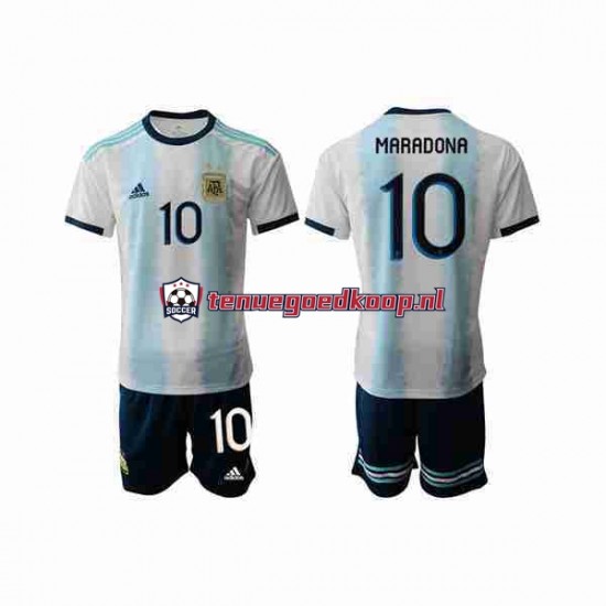 Thuis Tenue van Argentinië Maradona 10 2019-2020 Kind 2-13 jaar Korte Mouw