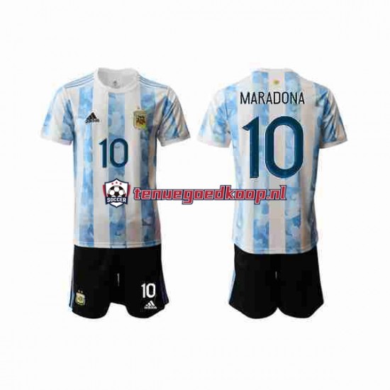 Thuis Tenue van Argentinië Maradona 10 2020-2021 Kind 2-13 jaar Korte Mouw