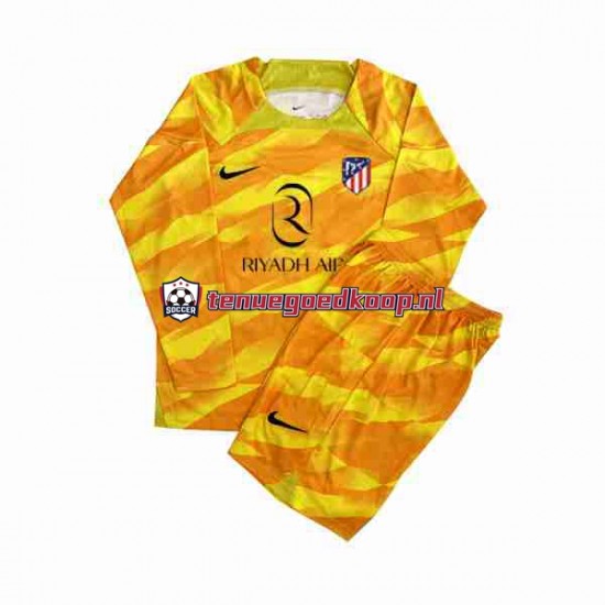 Tenue van Atlético Madrid Keepersshirt Kind 2-13 jaar 2023-24 Lange Mouw Oranje