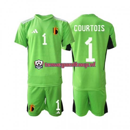 Thuis Tenue van België Keepersshirt Courtois 1 Kind 2-13 jaar 2022 Korte Mouw