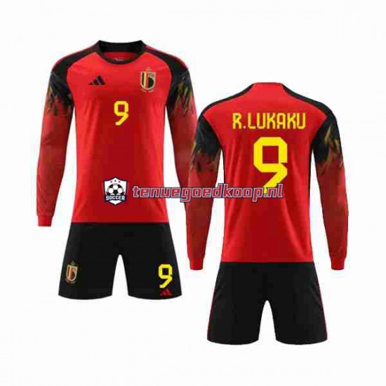 Thuis Tenue van België R.LUKAKU 9 Kind 2-13 jaar WK 2022 Lange Mouw