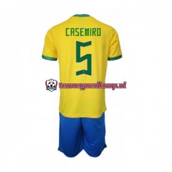 Thuis Tenue van Brazilië Casemiro 5 Kind 2-13 jaar WK 2022 Korte Mouw