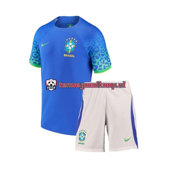 Uit Tenue van Brazilië Kind 2-13 jaar WK 2022 Korte Mouw