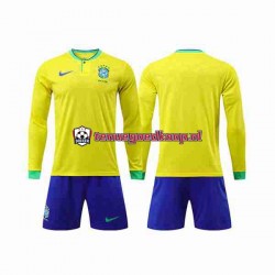 Thuis Tenue van Brazilië Kind 2-13 jaar WK 2022 Lange Mouw