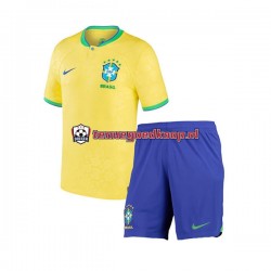 Thuis Tenue van Brazilië Kind 2-13 jaar WK 2022 Korte Mouw