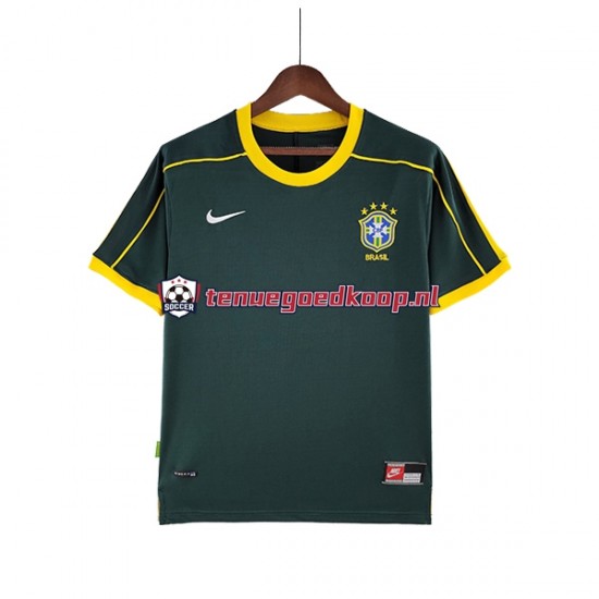 Uit Retro Tenue van Brazilië Keepersshirt Heren 1998 Korte Mouw