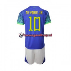 Uit Tenue van Brazilië Neymar JR 10 Kind 2-13 jaar WK 2022 Korte Mouw