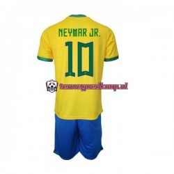 Thuis Tenue van Brazilië Neymar JR 10 Kind 2-13 jaar WK 2022 Korte Mouw