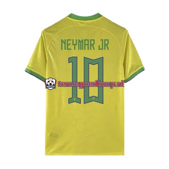 Thuis Tenue van Brazilië Neymar JR 10 Heren WK 2022 Korte Mouw