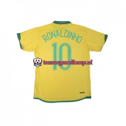 Thuis Retro Tenue van Brazilië RONALDINHO 10 Heren 2006 Korte Mouw