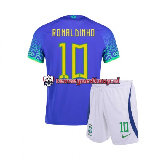 Uit Tenue van Brazilië Ronaldinho 10 Kind 2-13 jaar WK 2022 Korte Mouw