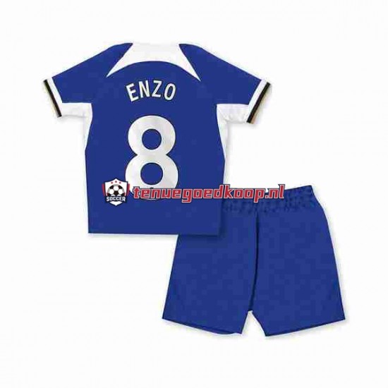 Thuis Tenue van Chelsea Enzo Fernandez 8 Kind 2-13 jaar 2023-24 Korte Mouw