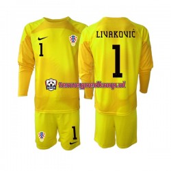 Thuis Tenue van Kroatië Keepersshirt Dominik Livakovic 1 Kind 2-13 jaar WK 2022 Lange Mouw