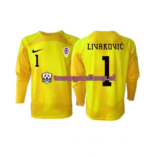 Thuis Tenue van Kroatië Keepersshirt Dominik Livakovic 1 Heren WK 2022 Lange Mouw