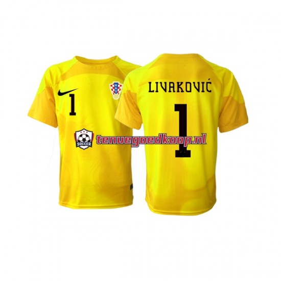 Thuis Tenue van Kroatië Keepersshirt Dominik Livakovic 1 Heren WK 2022 Korte Mouw