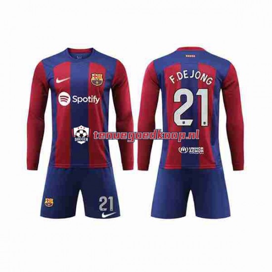 Thuis Tenue van FC Barcelona Frenkie de Jong 21 Kind 2-13 jaar 2023-24 Lange Mouw