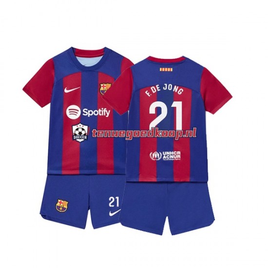 Thuis Tenue van FC Barcelona Frenkie de Jong 21 Kind 2-13 jaar 2023-24 Korte Mouw