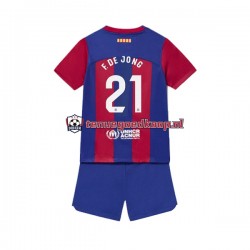 Thuis Tenue van FC Barcelona Frenkie de Jong 21 Kind 2-13 jaar 2023-24 Korte Mouw