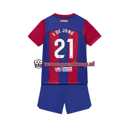 Thuis Tenue van FC Barcelona Frenkie de Jong 21 Kind 2-13 jaar 2023-24 Korte Mouw