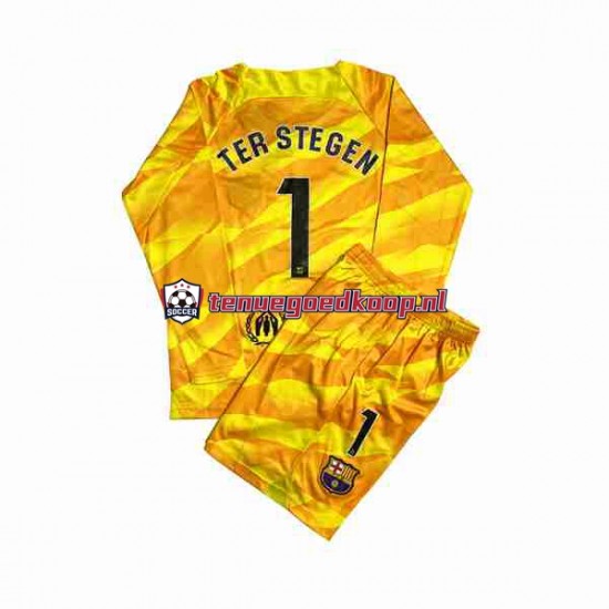 4de Tenue van FC Barcelona Keepersshirt Ter Stegen 1 Kind 2-13 jaar 2023-24 Lange Mouw