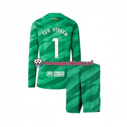 Thuis Tenue van FC Barcelona Keepersshirt Ter Stegen 1 Kind 2-13 jaar 2023-24 Lange Mouw