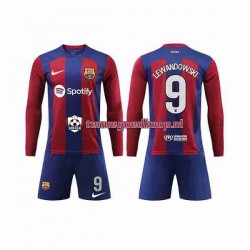 Thuis Tenue van FC Barcelona LEWANDOWSKI 9 Kind 2-13 jaar 2023-24 Lange Mouw