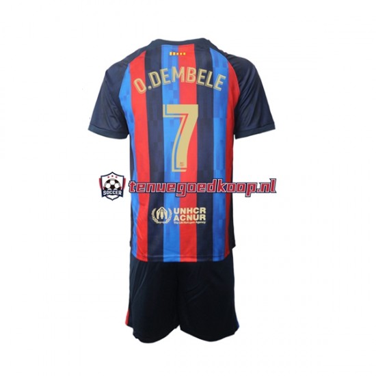 Thuis Tenue van FC Barcelona Ousmane Dembele 7 Kind 2-13 jaar 2022-23 Korte Mouw