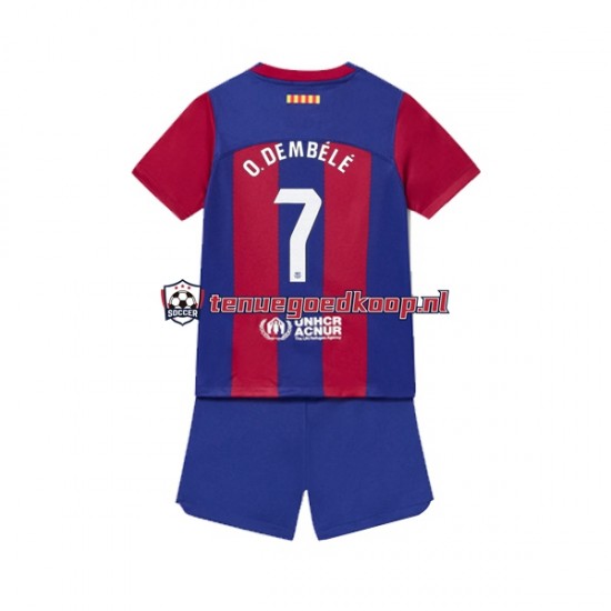 Thuis Tenue van FC Barcelona Ousmane Dembele 7 Kind 2-13 jaar 2023-24 Korte Mouw