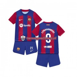 Thuis Tenue van FC Barcelona Robert Lewandowski 9 Kind 2-13 jaar 2023-24 Korte Mouw