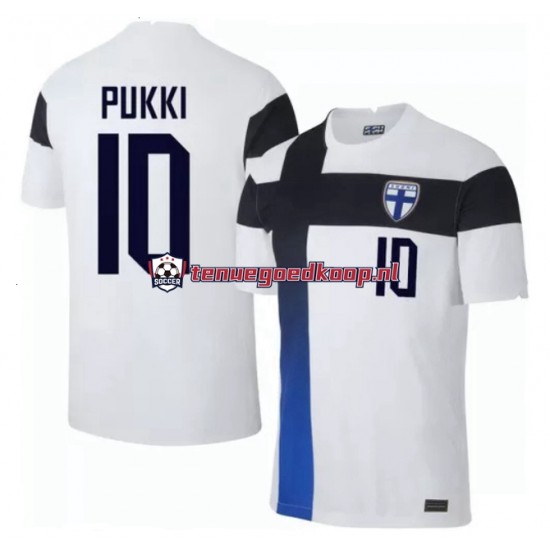 Thuis Tenue van Finland Teemu Pukki 10 Euro 2020 Heren Korte Mouw