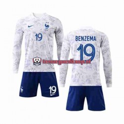 Uit Tenue van Frankrijk Benzema 19 Kind 2-13 jaar WK 2022 Lange Mouw