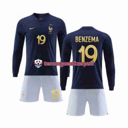 Thuis Tenue van Frankrijk Benzema 19 Kind 2-13 jaar WK 2022 Lange Mouw