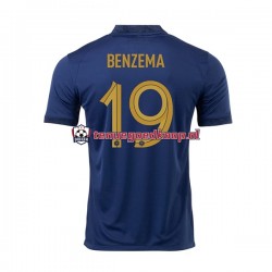 Thuis Tenue van Frankrijk Benzema 19 Heren WK 2022 Korte Mouw