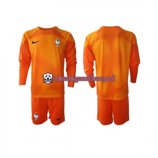 Uit Tenue van Frankrijk Keepersshirt Kind 2-13 jaar WK 2022 Lange Mouw