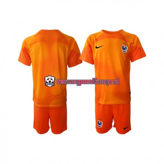 Uit Tenue van Frankrijk Keepersshirt Kind 2-13 jaar WK 2022 Korte Mouw