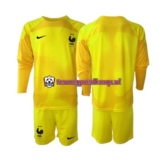 3de Tenue van Frankrijk Keepersshirt Kind 2-13 jaar WK 2022 Lange Mouw