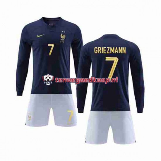 Thuis Tenue van Frankrijk Griezmann 7 Kind 2-13 jaar WK 2022 Lange Mouw