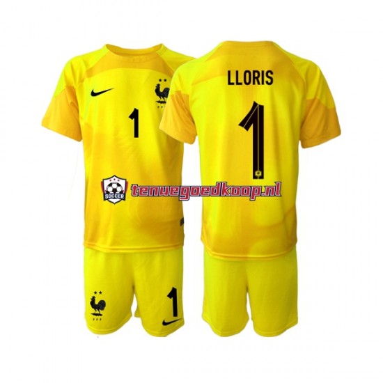 3de Tenue van Frankrijk Keepersshirt Hugo Lloris 1 Kind 2-13 jaar WK 2022 Korte Mouw