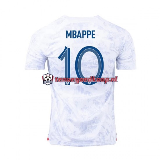 Uit Tenue van Frankrijk Mbappe 10 Heren WK 2022 Korte Mouw