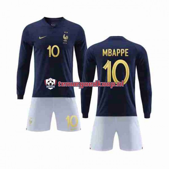 Thuis Tenue van Frankrijk Mbappe 10 Kind 2-13 jaar WK 2022 Lange Mouw