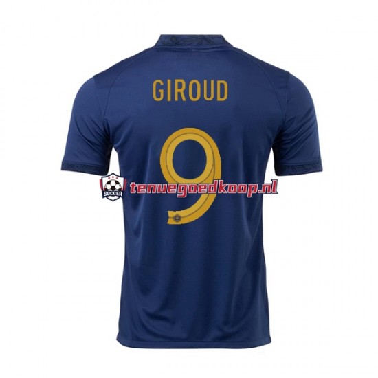 Thuis Tenue van Frankrijk Olivier Giroud 9 Heren WK 2022 Korte Mouw